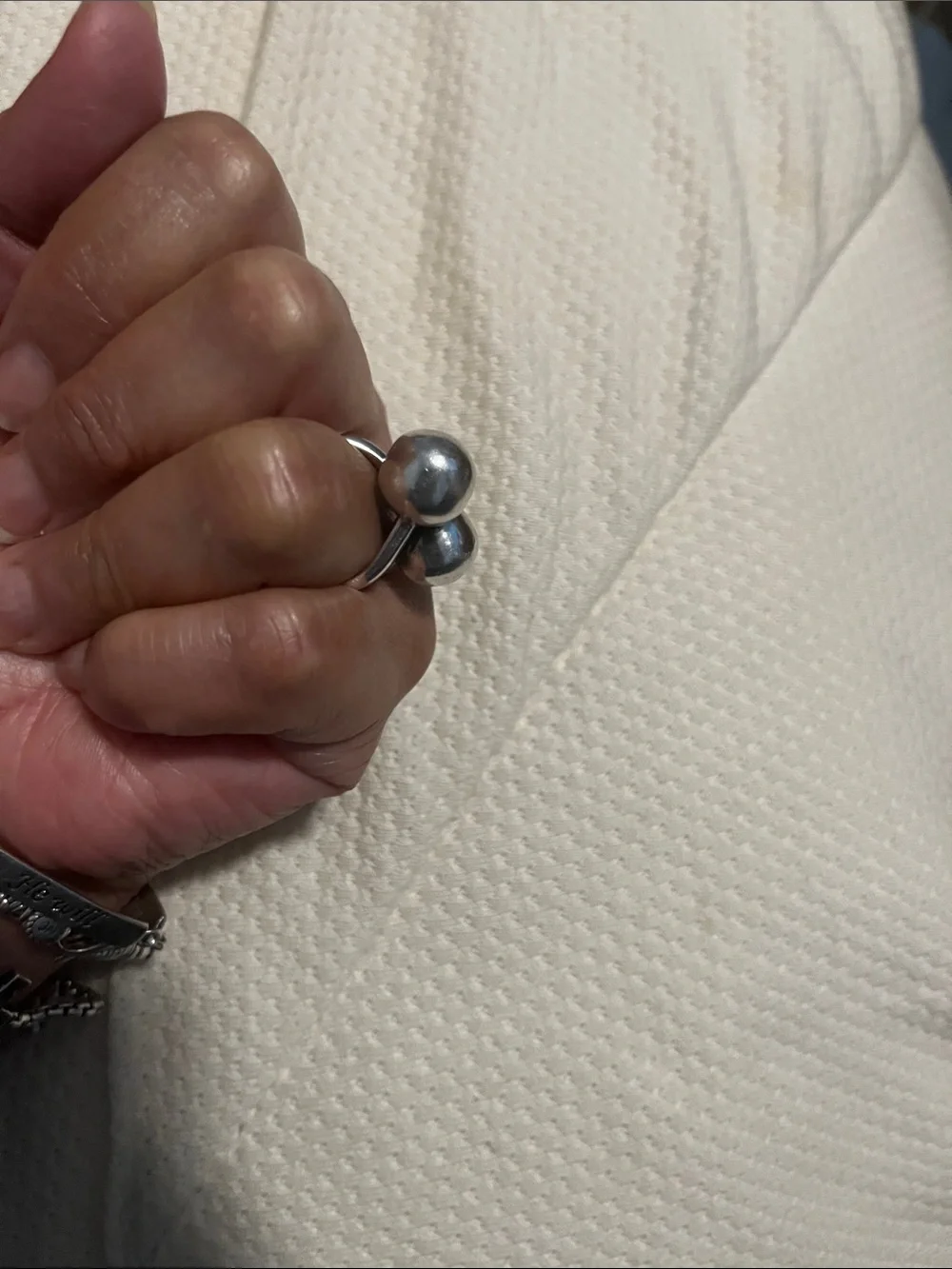 Modern Double Orb Silver Statement Ring